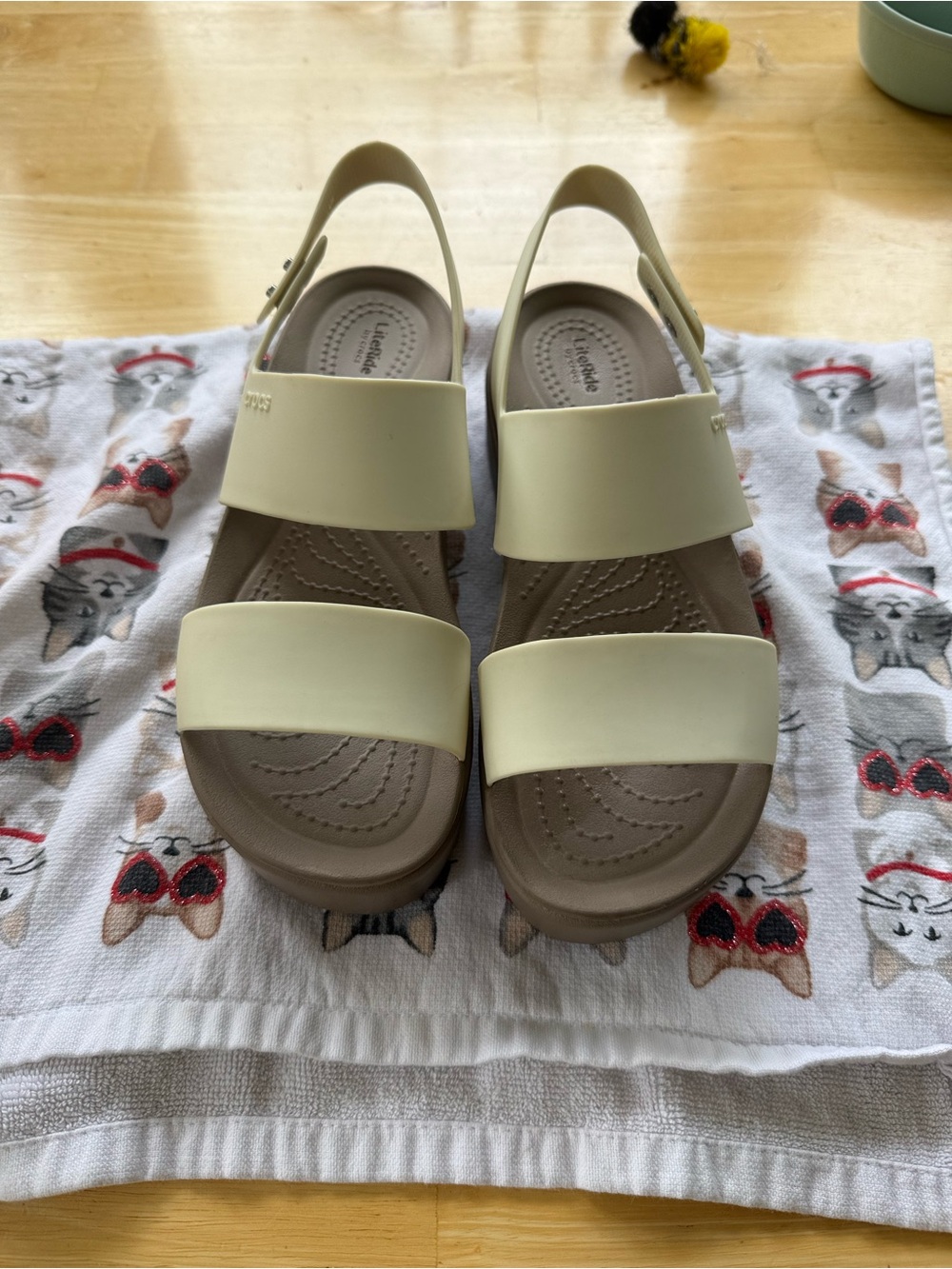 CROCS Women's Brooklyn wedge Sandals in Cream and beige - Picture 3 of 5